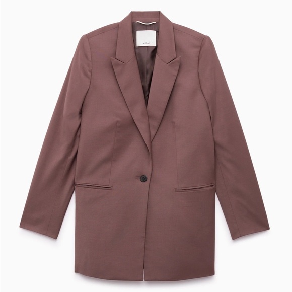 Aritzia Wilfred Belcastel Blazer Jacket Oversized Shoulder Pads Tailored Brown - Picture 11 of 15